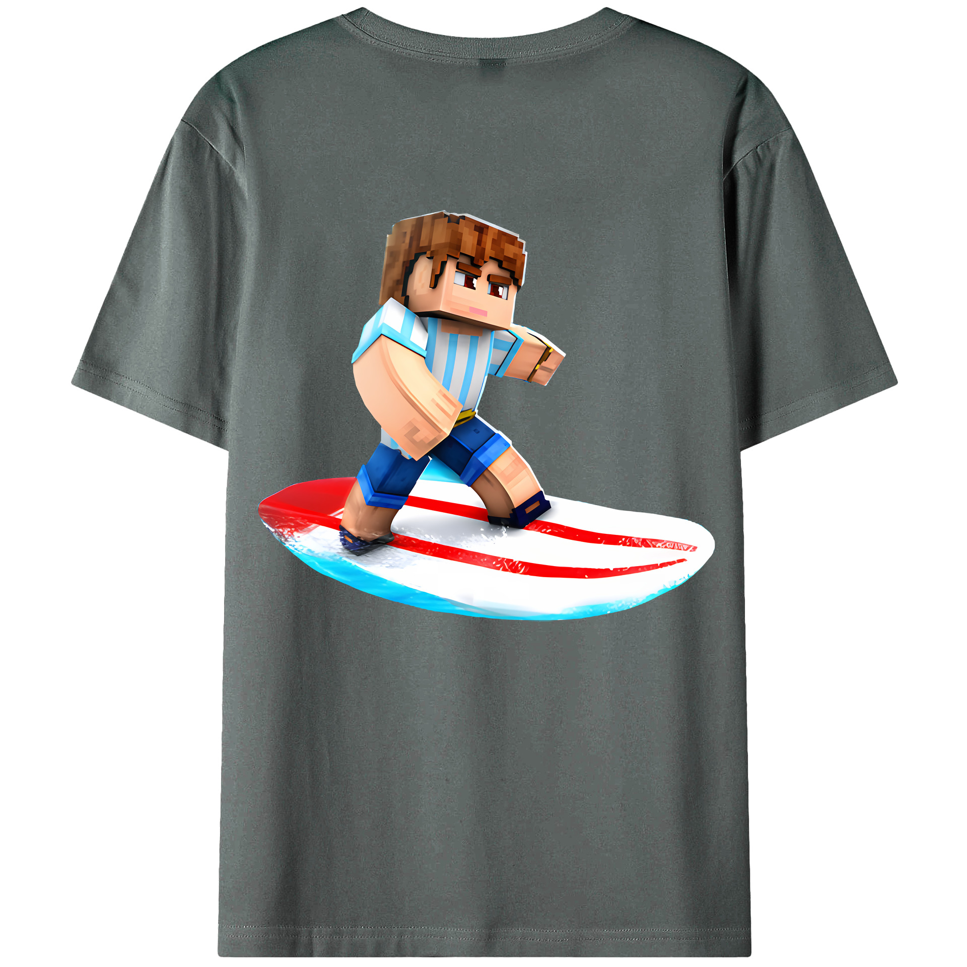 （画像用） マインクラフト ブロックの世界 Minecraft MC Block world 綿100％ メンズ半袖Tシャツ（バックプリント） 通気性